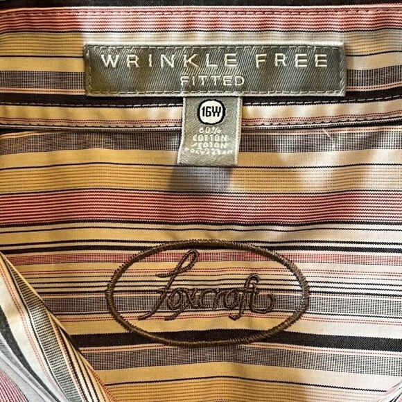 Foxcroft Fitted Button Up Shirt Wrinkle Free Striped Academia Grandma Core 16W - Picture 4 of 6